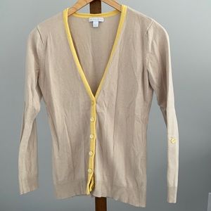 New York & Company tan & yellow cardigan sweater